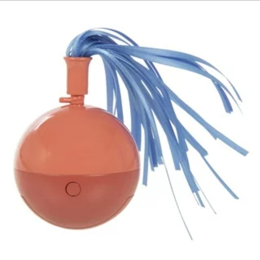 SmartyKat Twirly Top Electronic Motion Spinning Ball Cat Toy with Ribbons